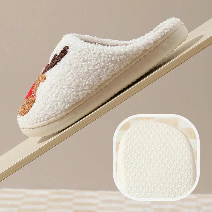 Weihnachten Rentier Hausschuhe - Soft Slip-On Hausschuhe für drinnen