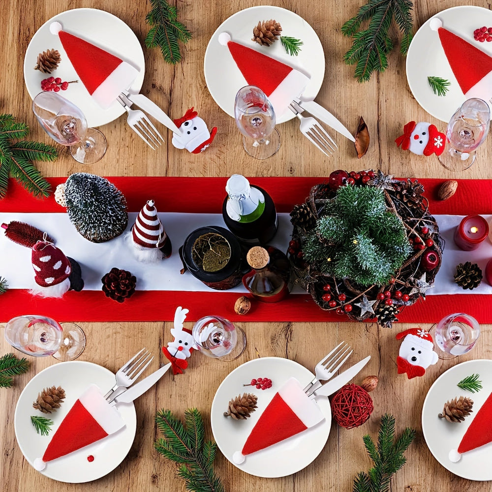 Weihnachtliche Tischdekoration, Mini Santa Hüte Tischdeko