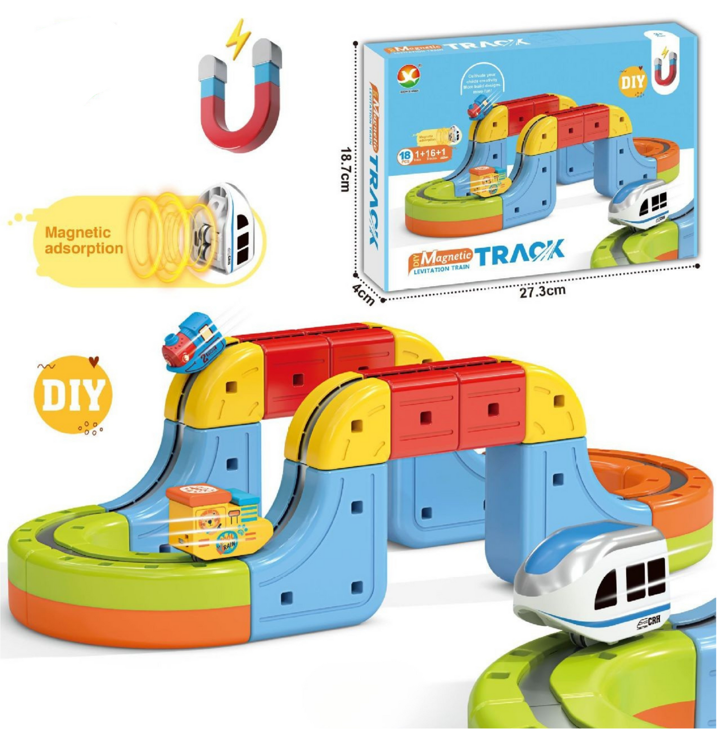 Magnetische Würfel Schienen Bahn Kinderspielzeug