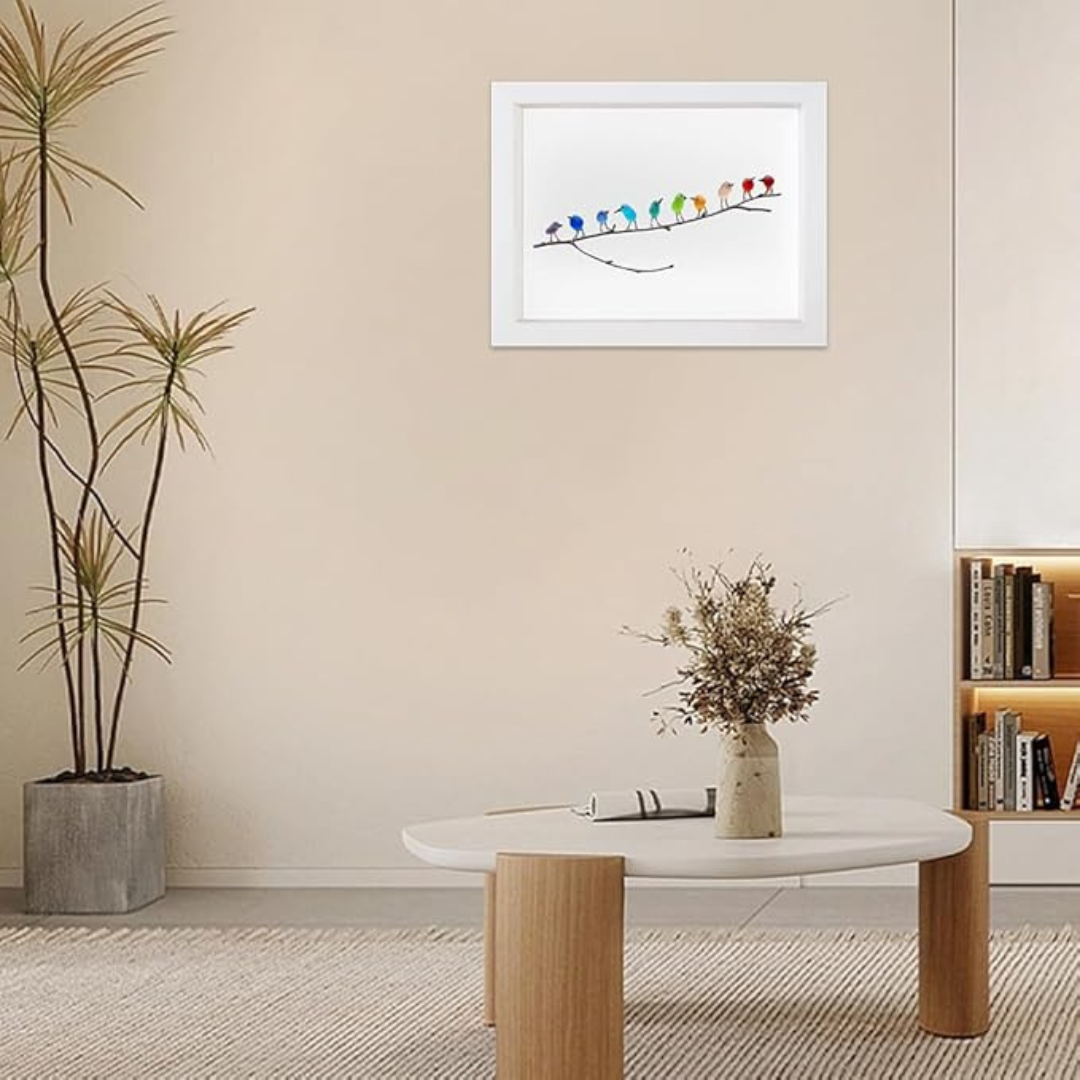 MeerglasLiebe - Handgemachtes Wandbild aus echtem Meerglas