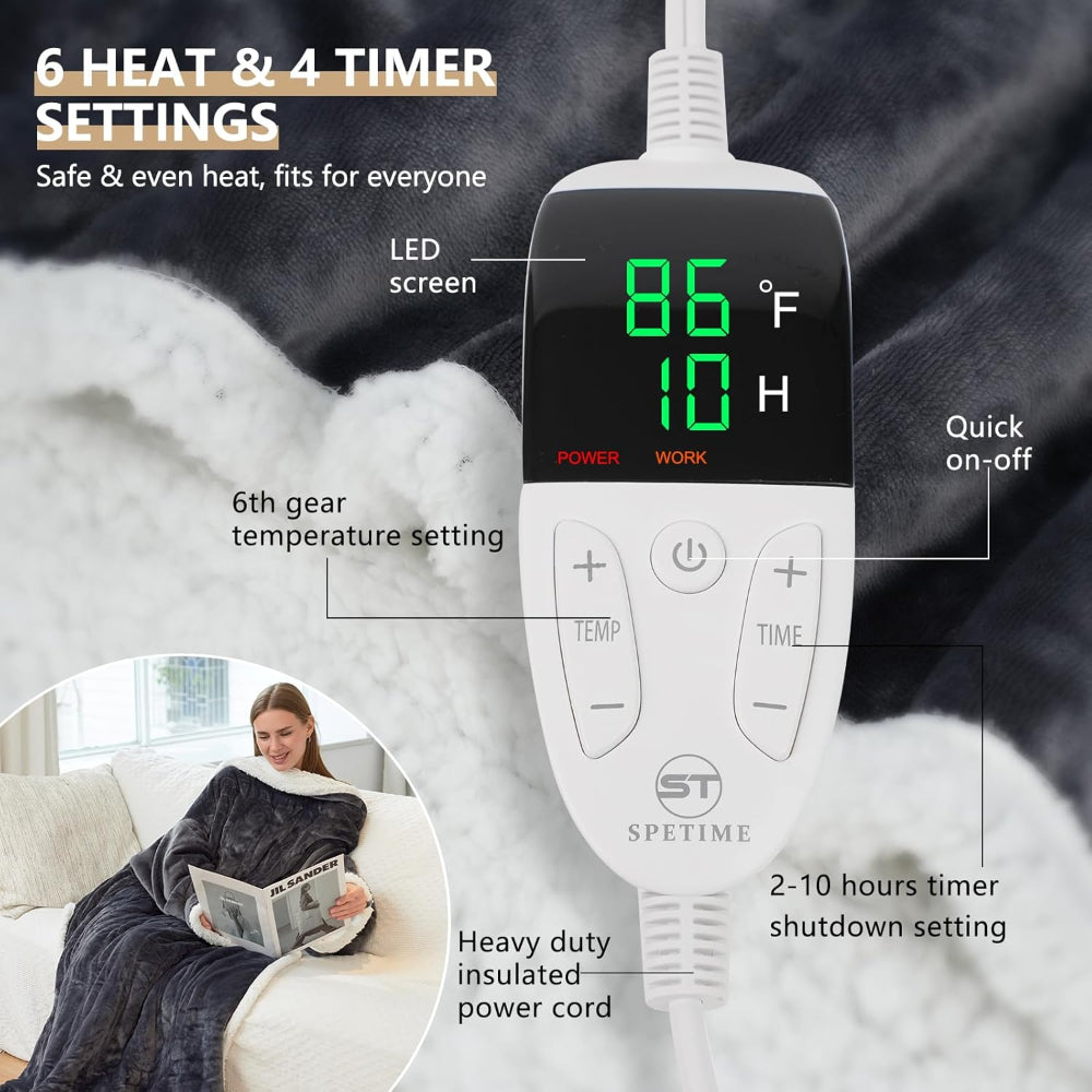Elektrische Decke, beheizbarer Wearable Throw mit Temperaturkontrolle