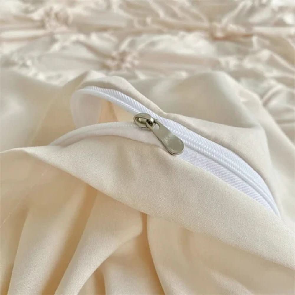 | Elegantes Rüschblumen-Bettdeckenbezug-Set aus Mikrofaser