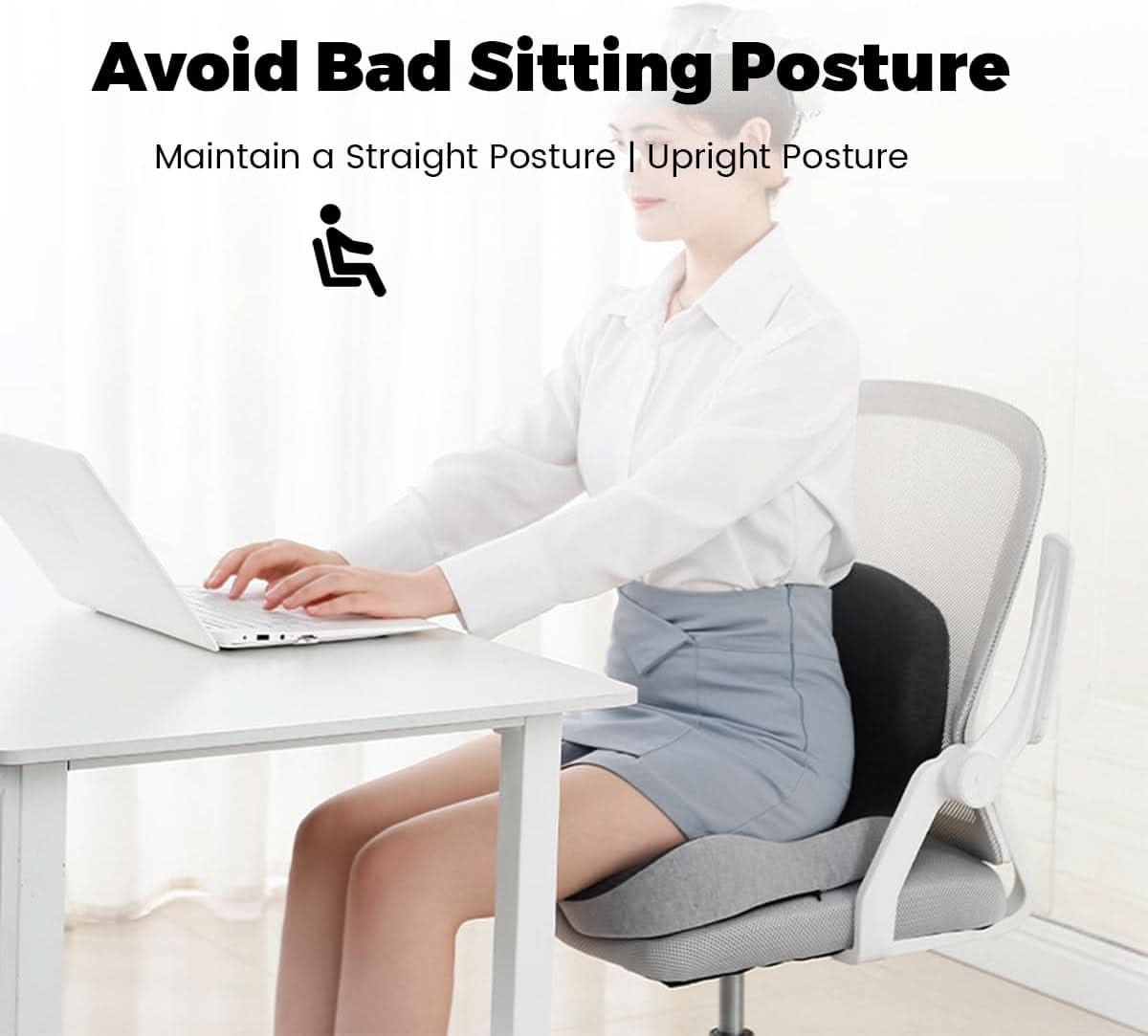 | Ergonomisches Sitzkissen mit Lendenstütze für Büro, Auto & Reisen