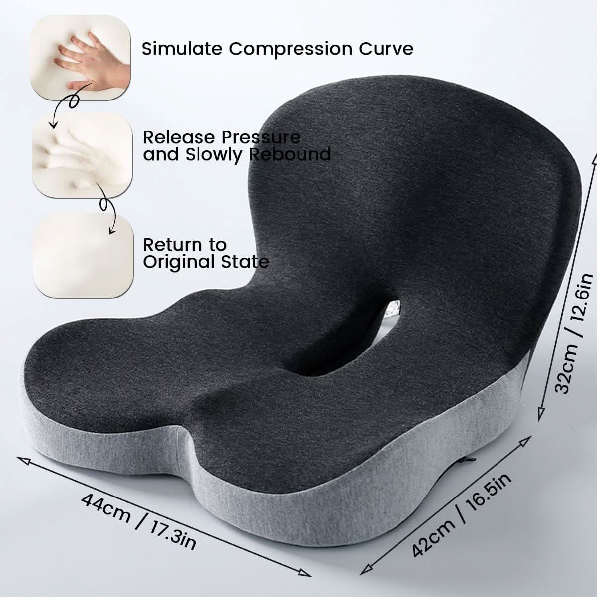 | Ergonomisches Sitzkissen mit Lendenstütze für Büro, Auto & Reisen