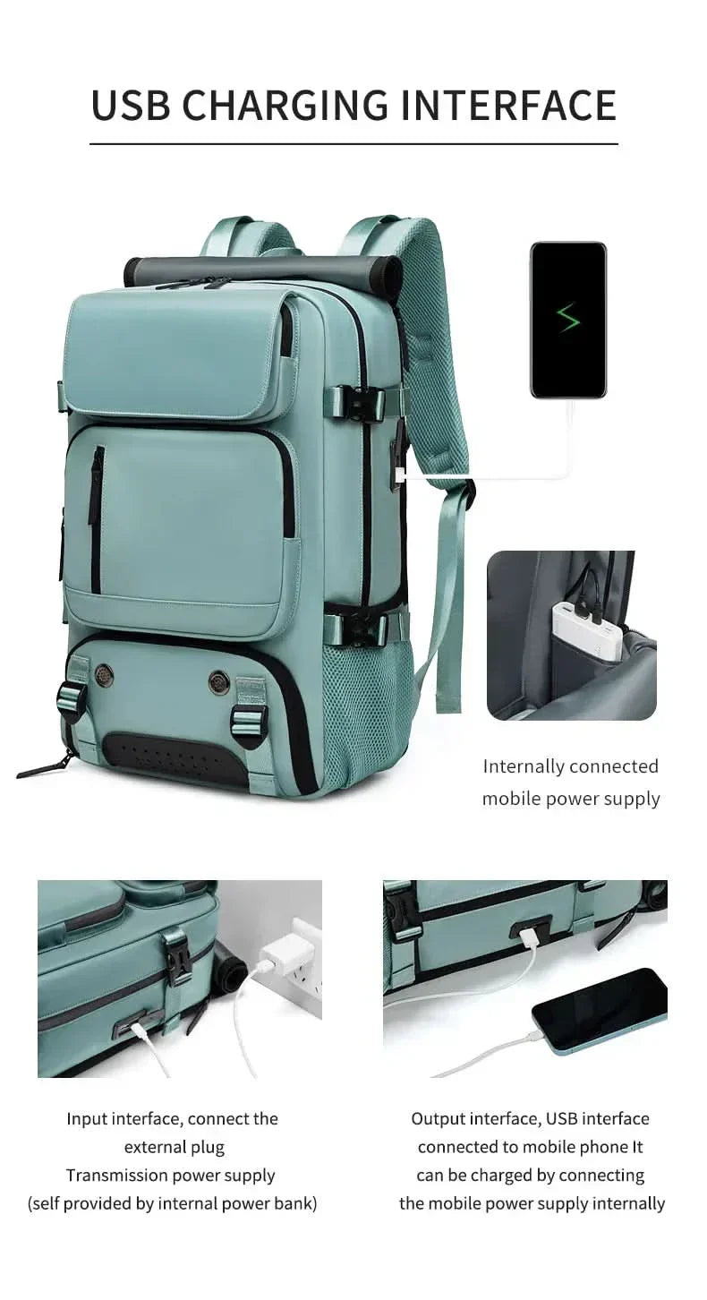 | Großer wasserdichter Reiserrucksack mit USB-Anschluss