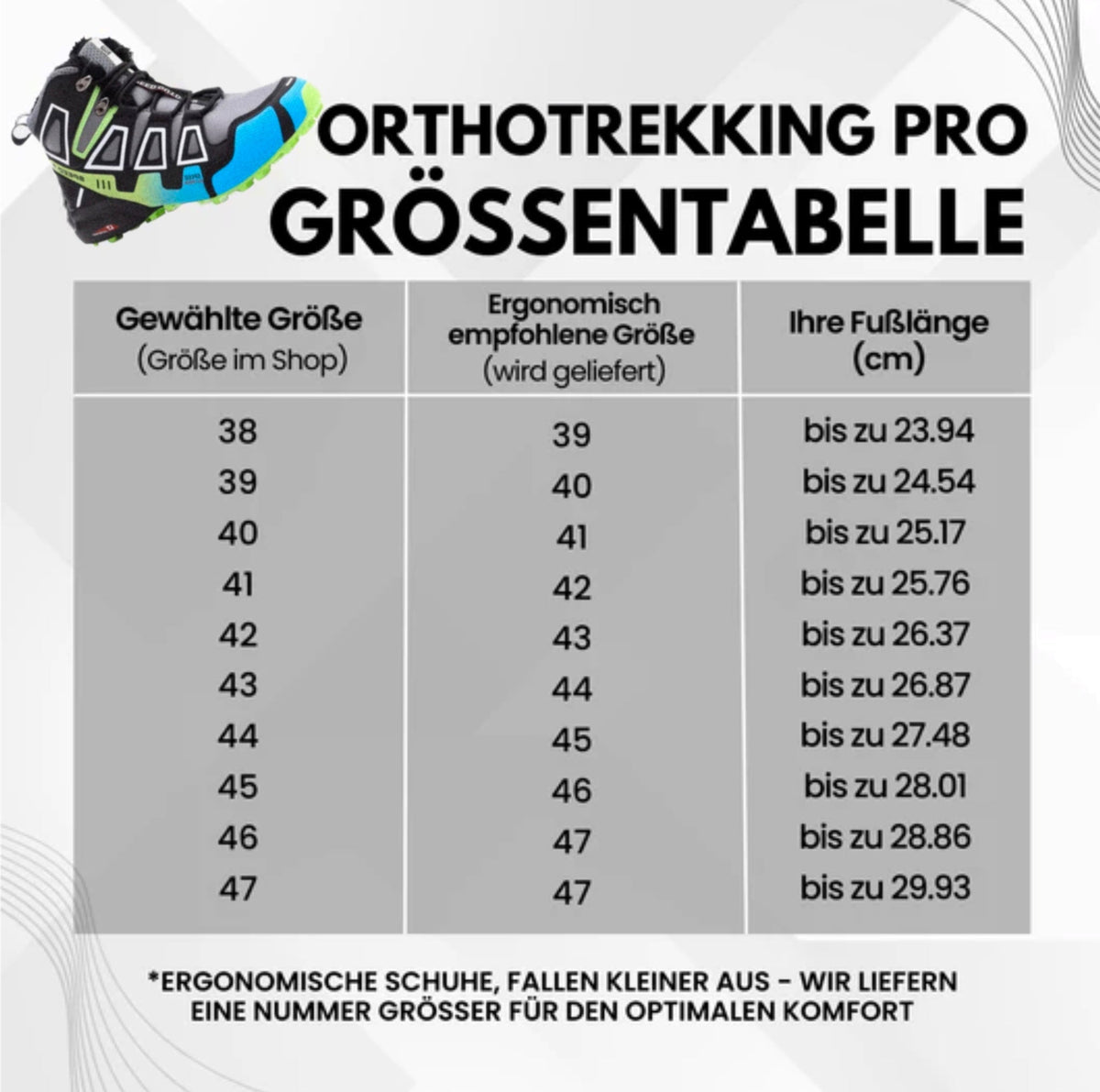 OrthoTrekking Pro - ergonomische schmerzlindernde Trekking u.-Wanderschuhe  - Sonderaktion 1+1 Gratis