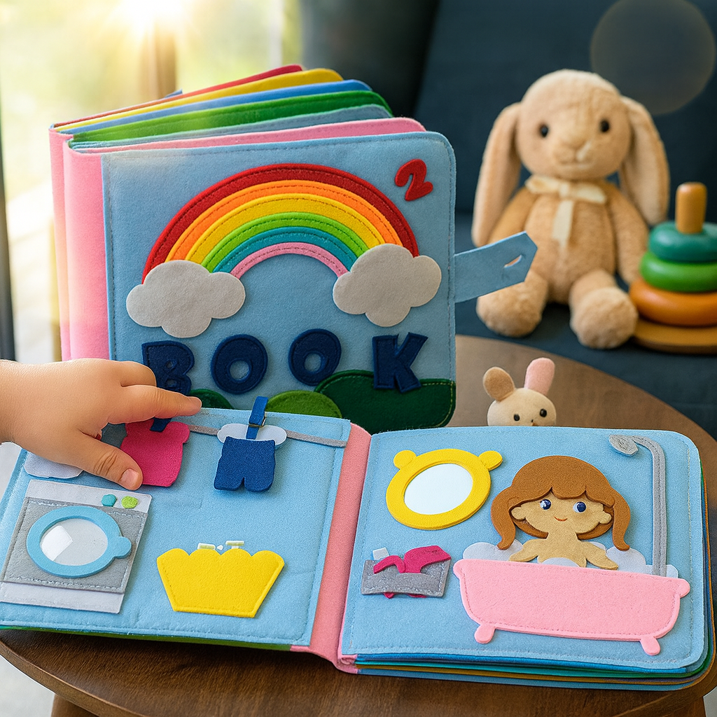 Krabbelbuch für Kleinkinder, Filz Montessori Lernspielzeug