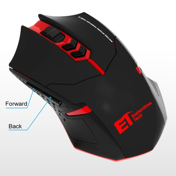 | ET X-08 7-Tasten 2400DPI 2.4G Wireless Stille Gaming Maus mit USB-Empfänger & Farbige Hintergrundbeleuchtung (Schwarz)