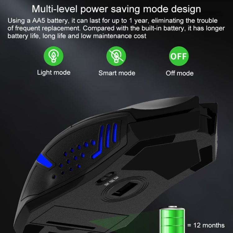 | ET X-08 7-Tasten 2400DPI 2.4G Wireless Stille Gaming Maus mit USB-Empfänger & Farbige Hintergrundbeleuchtung (Schwarz)