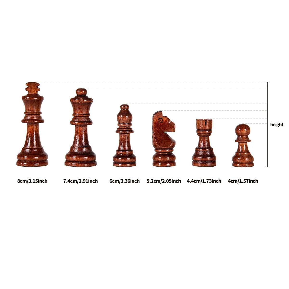 Cavalier Massivholz Schachspiel – Klappbares Holzbrett mit Handgefertigten Figuren für Strategie & Stil