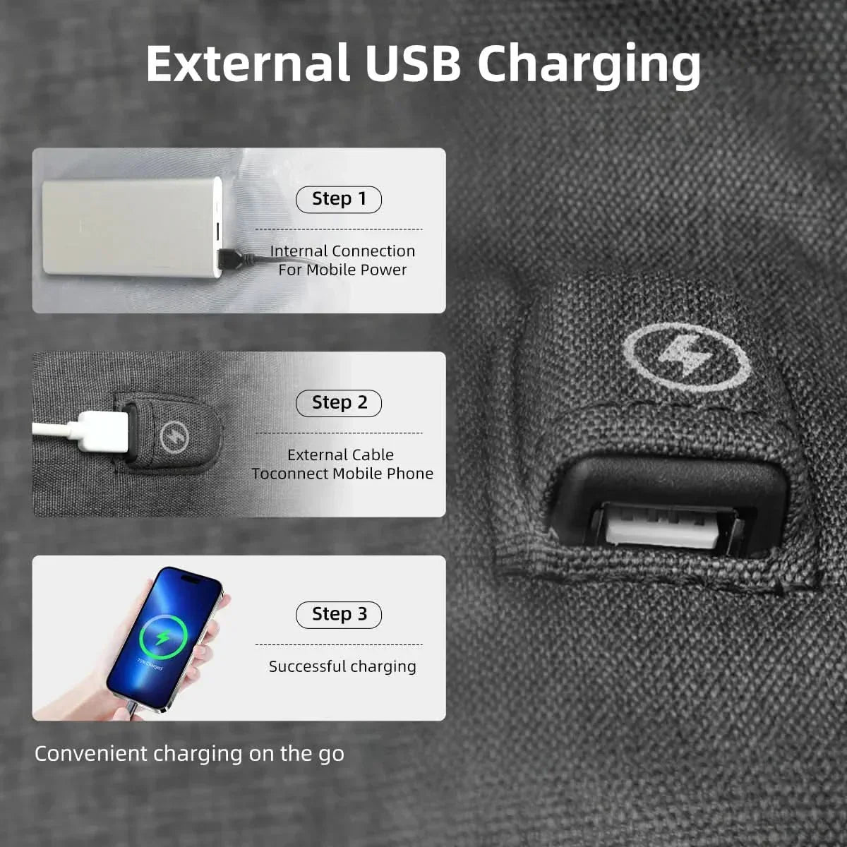 | Multifunktionaler Rucksack für draußen mit USB-Anschluss