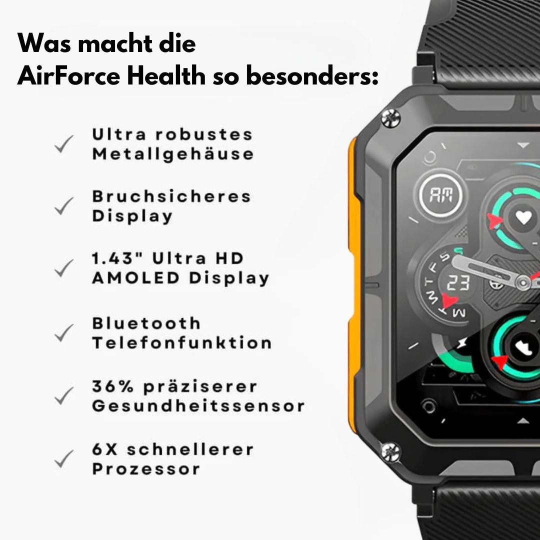 AirForce Health K-52 – robuste Outdoor-Smartwatch mit Fitness-Tracking