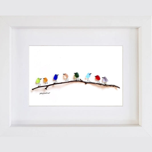 MeerglasLiebe - Handgemachtes Wandbild aus echtem Meerglas