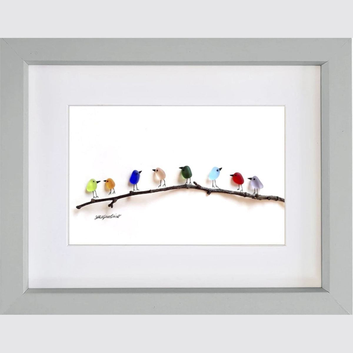 MeerglasLiebe - Handgemachtes Wandbild aus echtem Meerglas
