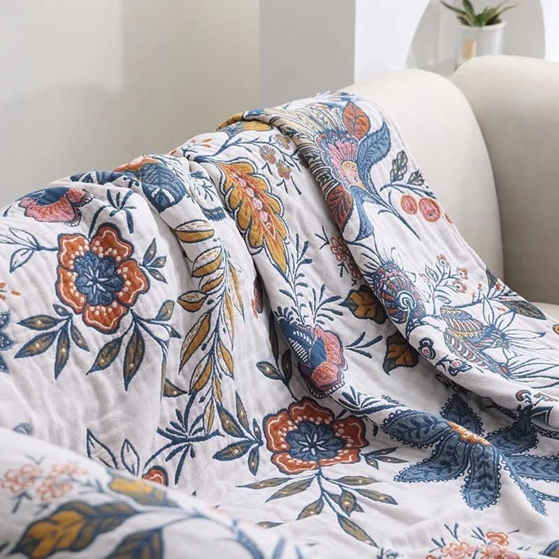 | Rustikales Baumwoll-Kissen mit floralem Muster, umkehrbares Design