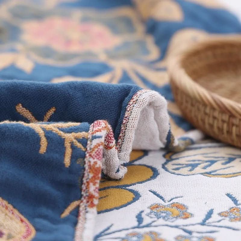 | Rustikales Baumwoll-Kissen mit floralem Muster, umkehrbares Design
