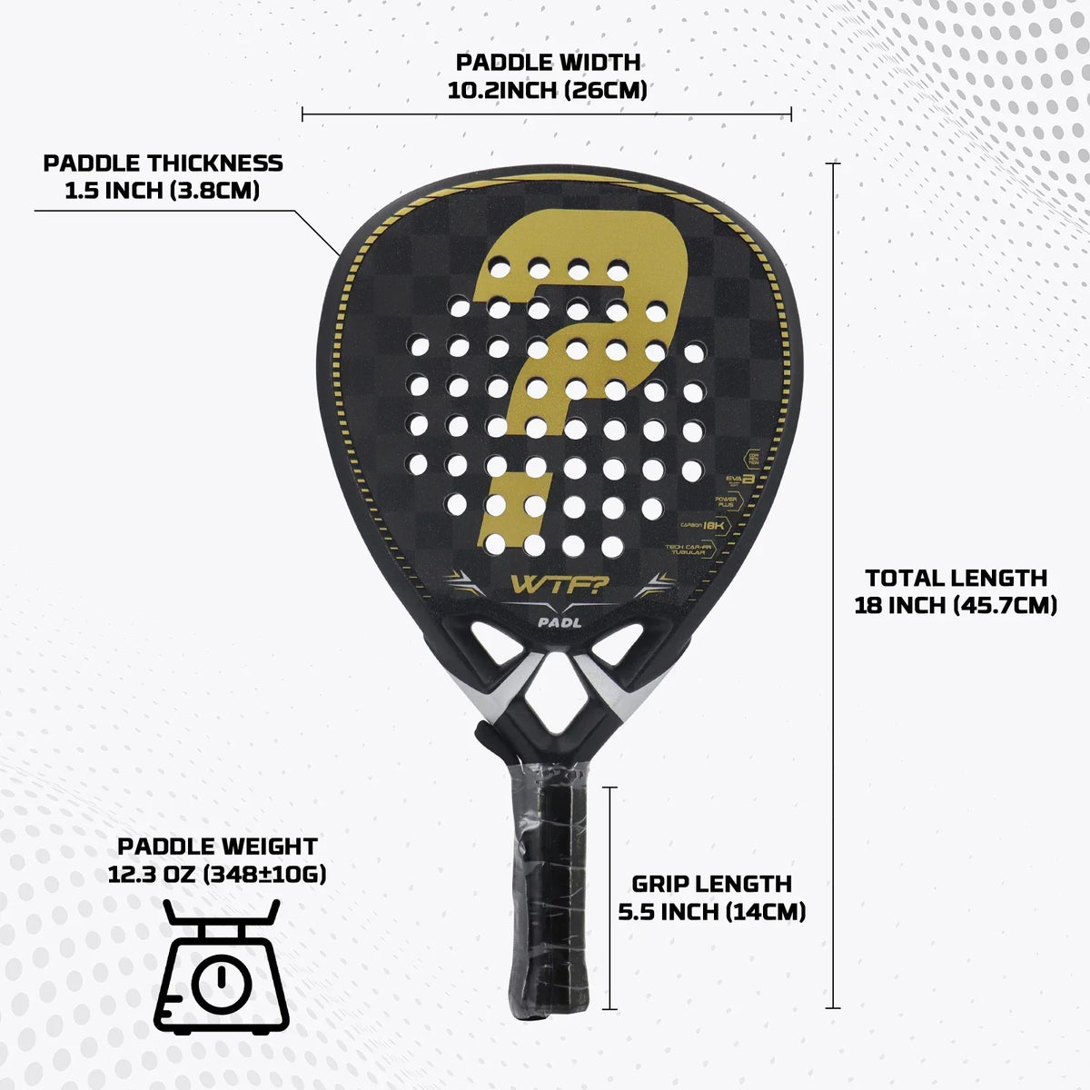 Vollcarbon Padel Schläger, leicht, matte Oberfläche, Anfänger & Profi