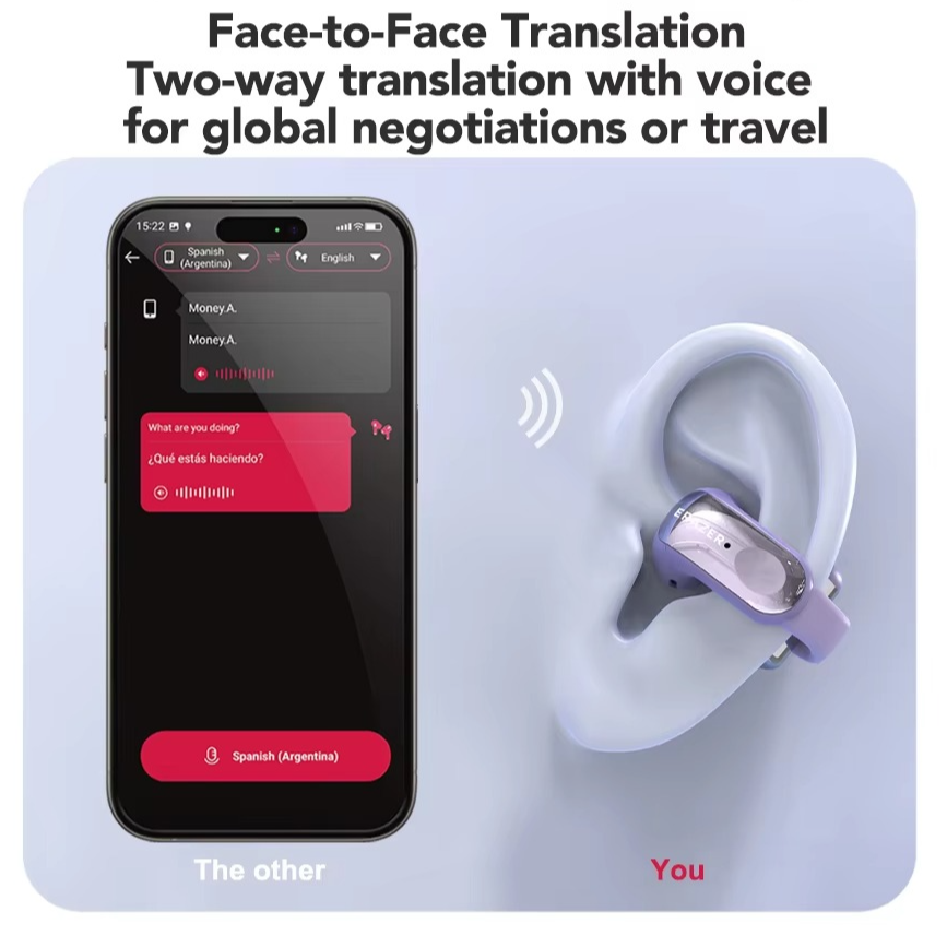 | XF28 Open-Ear True Wireless Übersetzung Kopfhörer mit ASMR-Funktionen