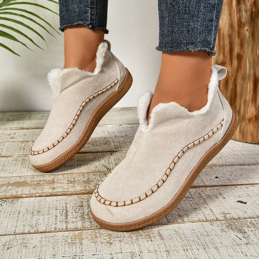 Damen warme Winter Slip-On Plateau Stiefeletten
