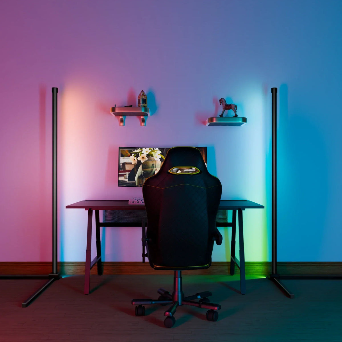 | Smart RGB Traumfarbe Stehlampe – Musik-Synchronisations-LED-Stimmungslicht mit 16 Millionen Farben, APP & Fernsteuerung, moderne Stehleuchte