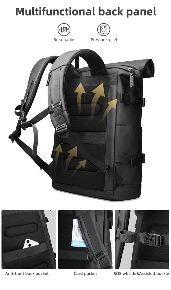 | Erweiterbarer Outdoor-Rucksack mit großem Volumen & Laptopfach