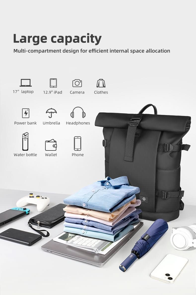 | Erweiterbarer Outdoor-Rucksack mit großem Volumen & Laptopfach