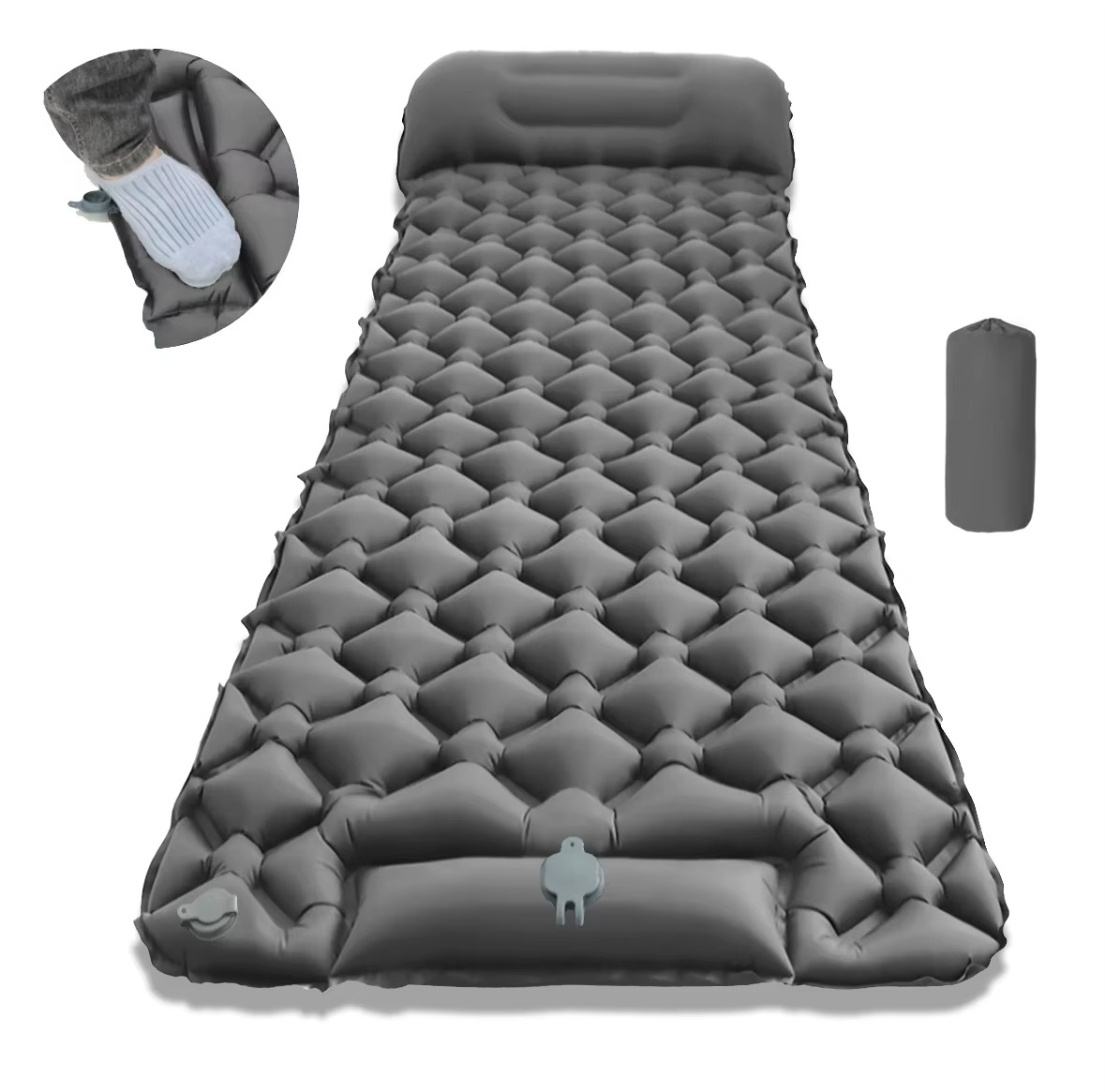 | Ultra-Comfort Luftmatratze für Camping mit integriertem Kopfkissen und Pumpe