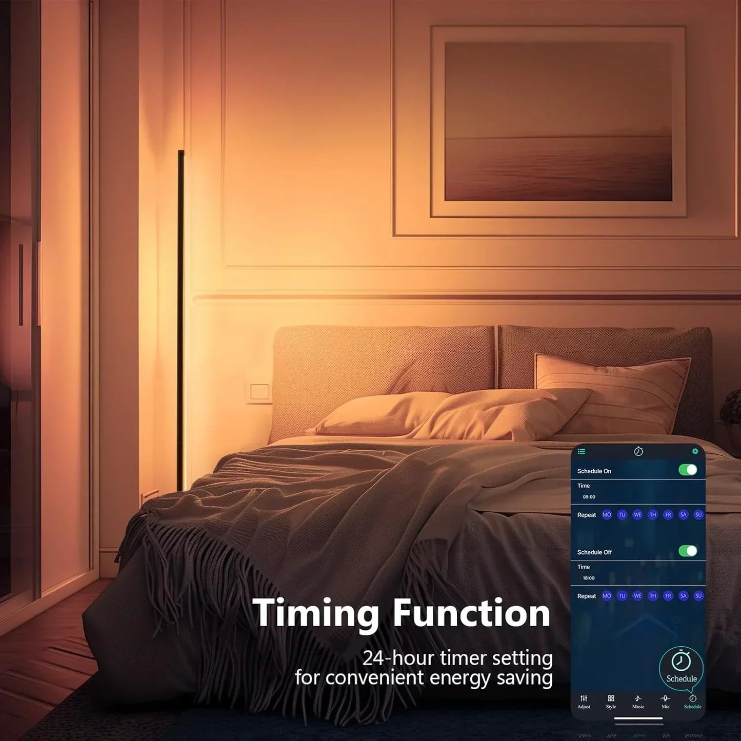 | Smart RGB Traumfarbe Stehlampe – Musik-Synchronisations-LED-Stimmungslicht mit 16 Millionen Farben, APP & Fernsteuerung, moderne Stehleuchte