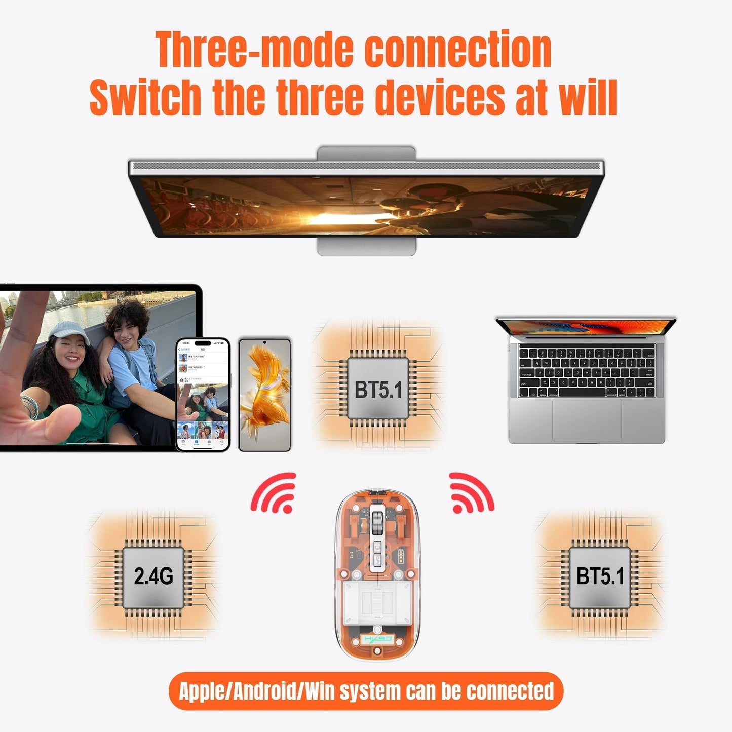 | Transparente kabellose Bluetooth-Maus