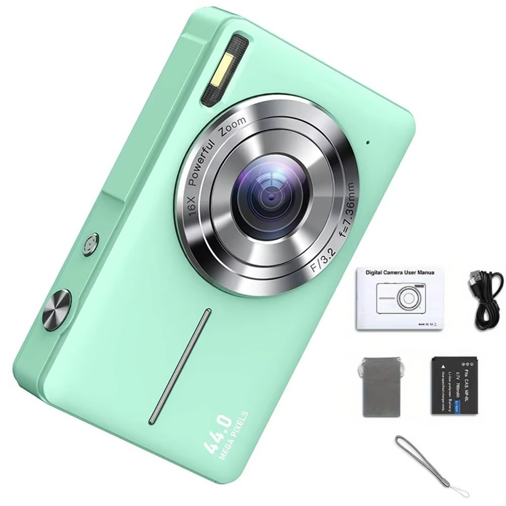 | Hochauflösende Digitalkamera für Kinder - 1080P HD, 44MP mit 16-fachem Zoom