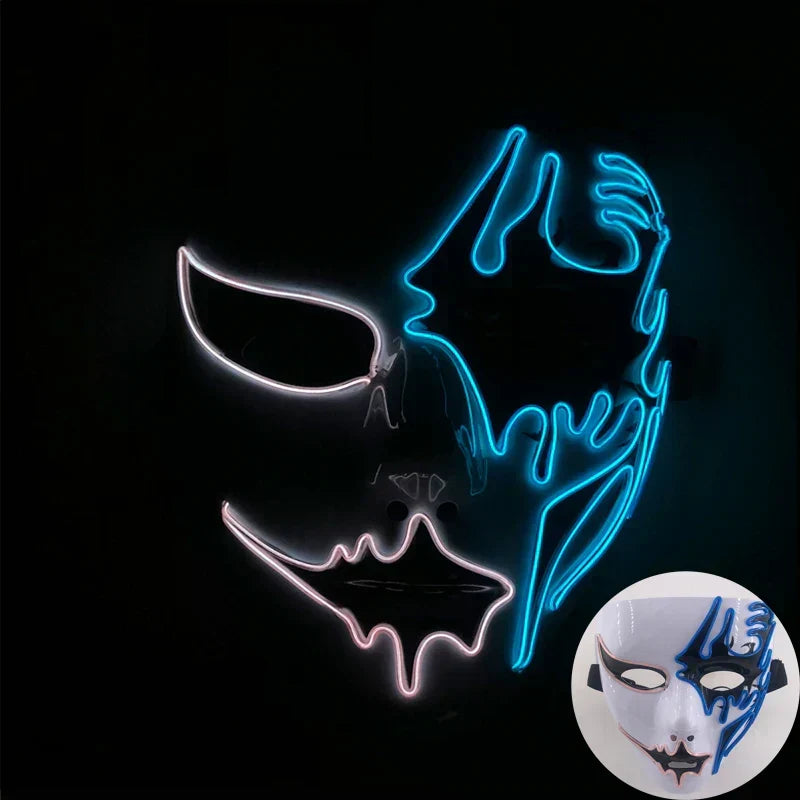 LED Purge Maske, handbemalt, Neon Full Face mit blinkenden Modi, PVC + EL