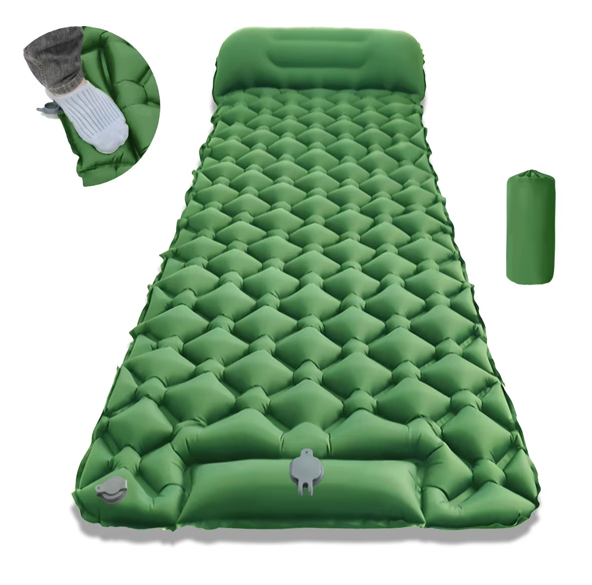| Ultra-Comfort Luftmatratze für Camping mit integriertem Kopfkissen und Pumpe