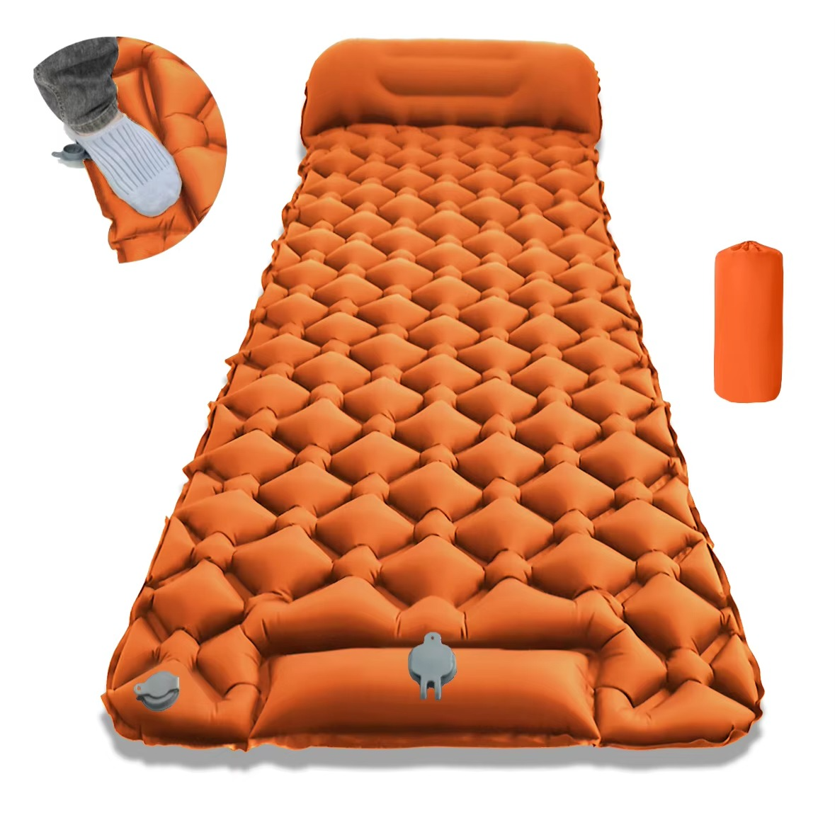 | Ultra-Comfort Luftmatratze für Camping mit integriertem Kopfkissen und Pumpe