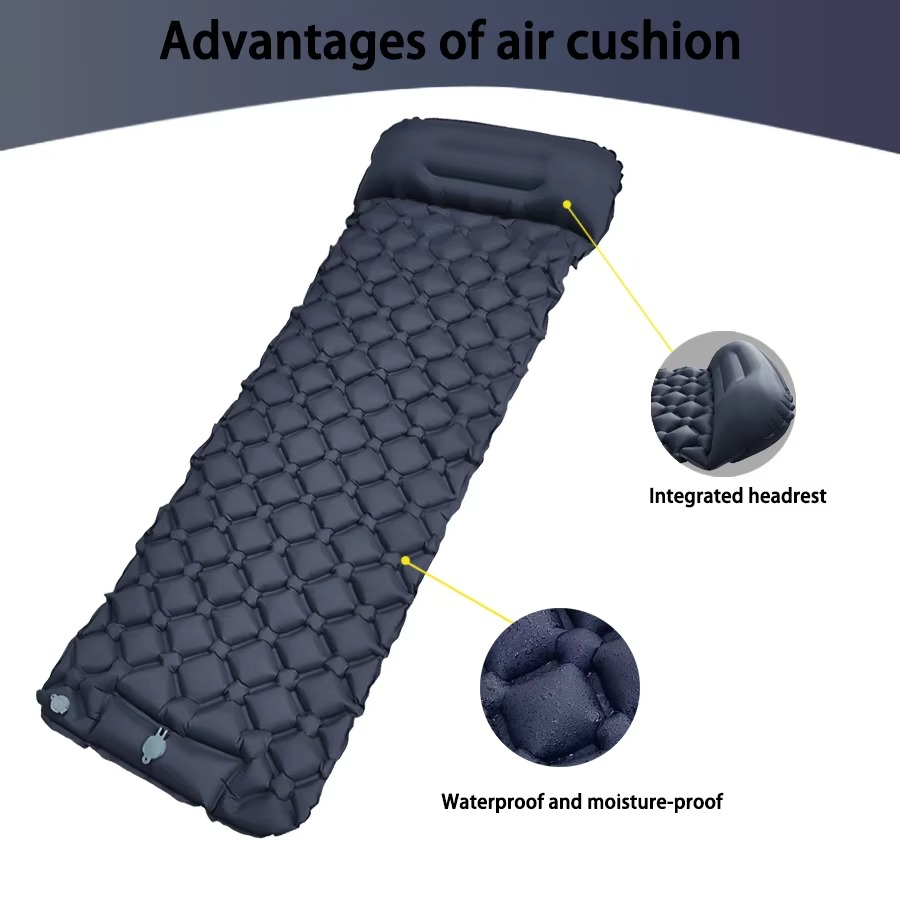 | Ultra-Comfort Luftmatratze für Camping mit integriertem Kopfkissen und Pumpe