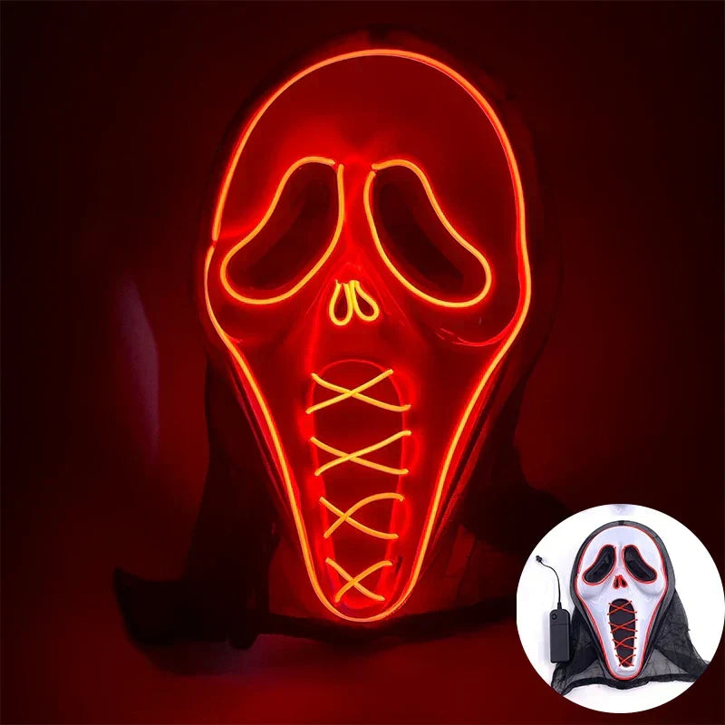 LED Purge Maske, handbemalt, Neon Full Face mit blinkenden Modi, PVC + EL