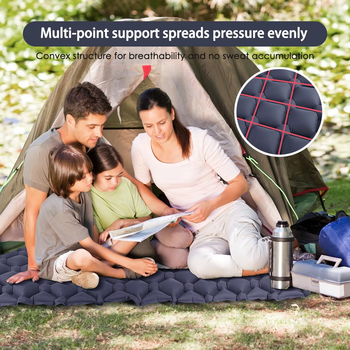 | Ultra-Comfort Luftmatratze für Camping mit integriertem Kopfkissen und Pumpe