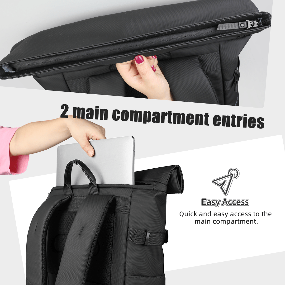 | Erweiterbarer Outdoor-Rucksack mit großem Volumen & Laptopfach