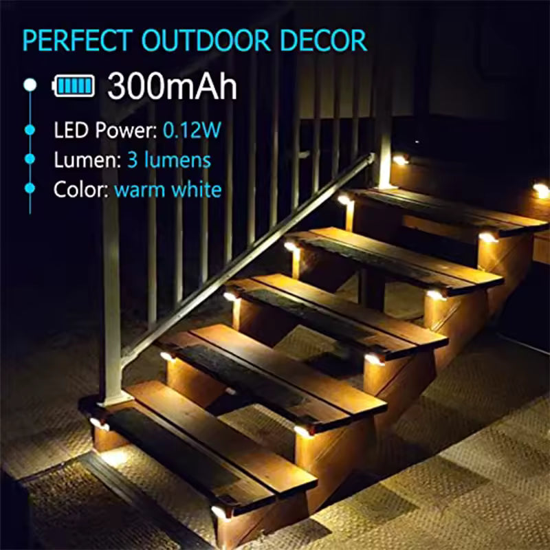 Warmweiße LED Solar-Stufenlichter, wasserdicht, Garten & Terrasse