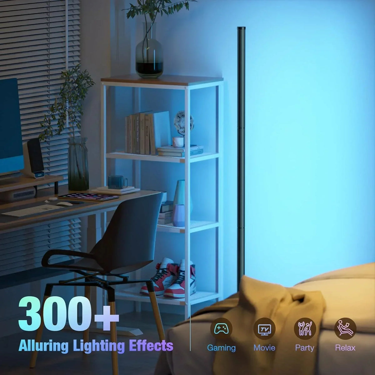 | Smart RGB Traumfarbe Stehlampe – Musik-Synchronisations-LED-Stimmungslicht mit 16 Millionen Farben, APP & Fernsteuerung, moderne Stehleuchte