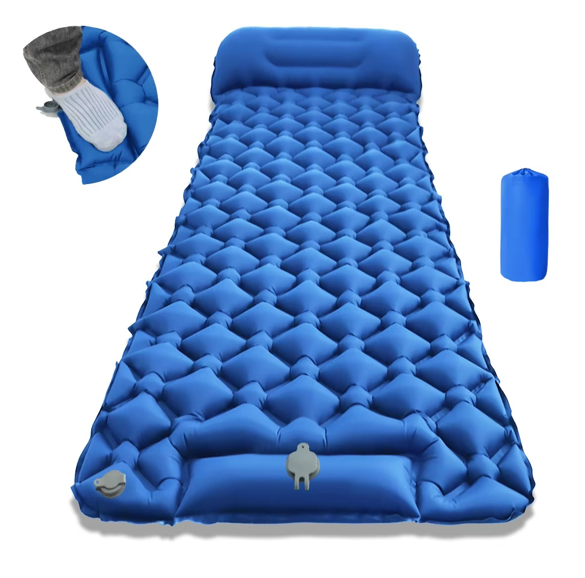 | Ultra-Comfort Luftmatratze für Camping mit integriertem Kopfkissen und Pumpe