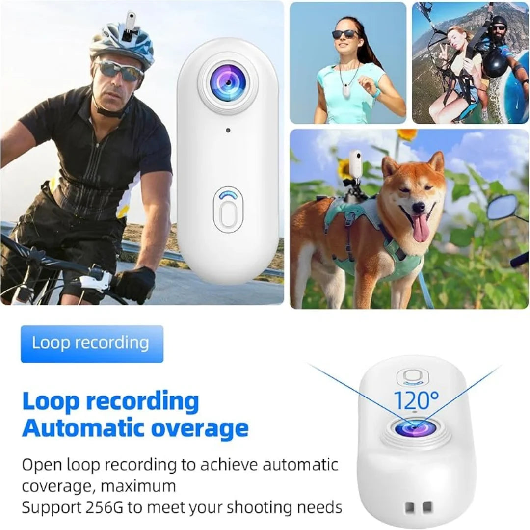 4K Mini WiFi Action Kamera, tragbar, wasserdicht, Magnetclip, 360° Mount