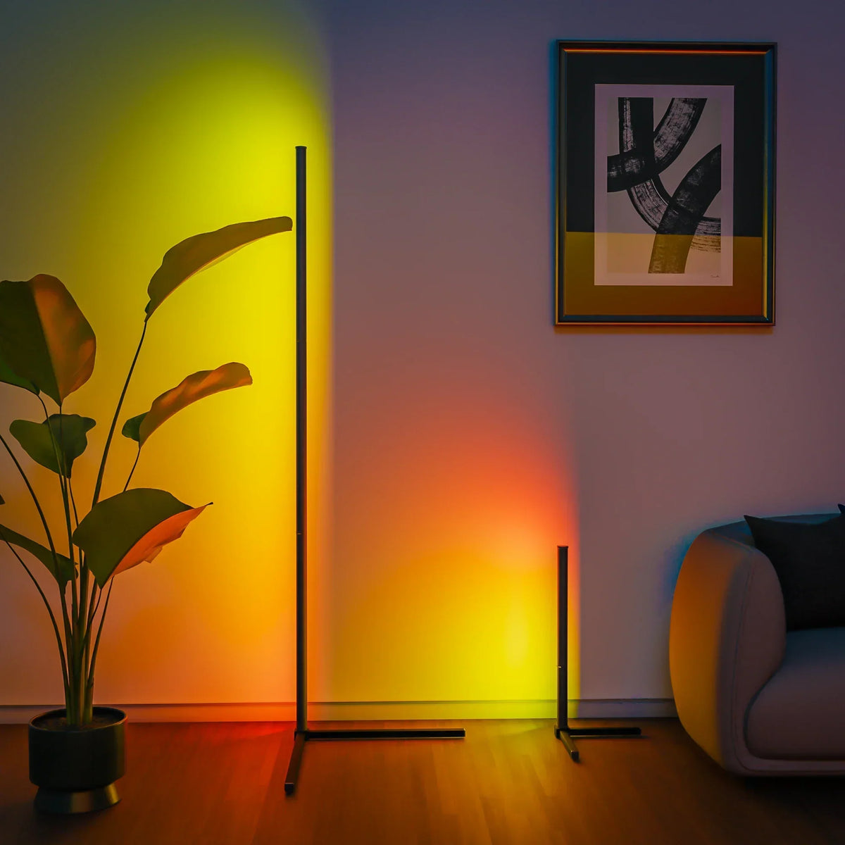 | Smart RGB Traumfarbe Stehlampe – Musik-Synchronisations-LED-Stimmungslicht mit 16 Millionen Farben, APP & Fernsteuerung, moderne Stehleuchte