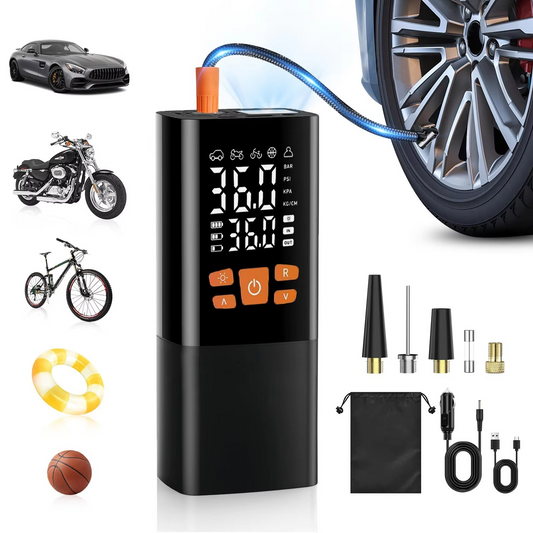 | Tragbarer Reifenfüller Luftkompressor, 180 PSI Wiederaufladbare Pumpe mit 25000mAh Akku