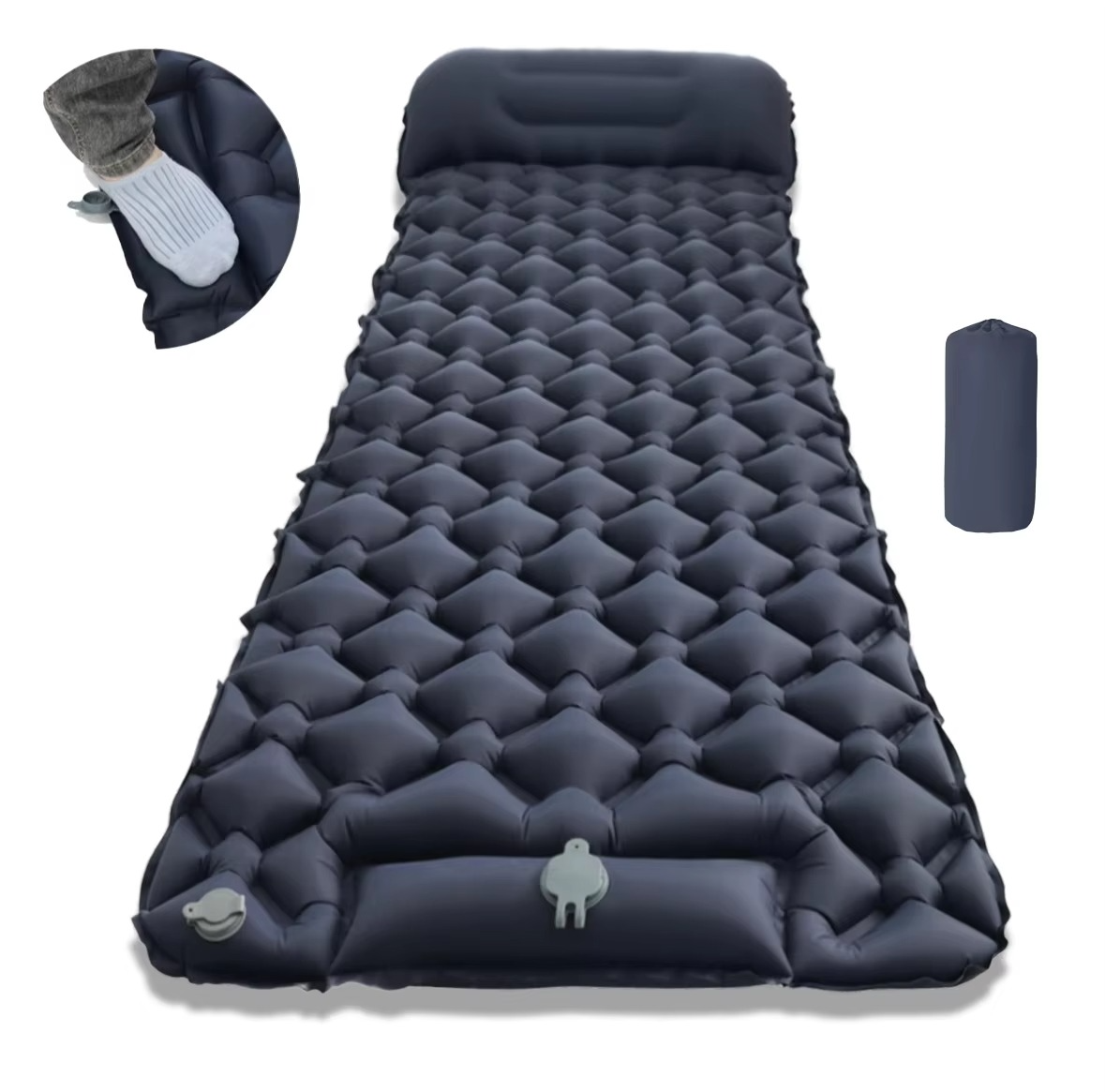 | Ultra-Comfort Luftmatratze für Camping mit integriertem Kopfkissen und Pumpe