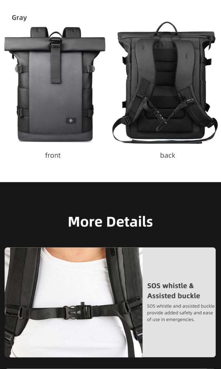 | Erweiterbarer Outdoor-Rucksack mit großem Volumen & Laptopfach