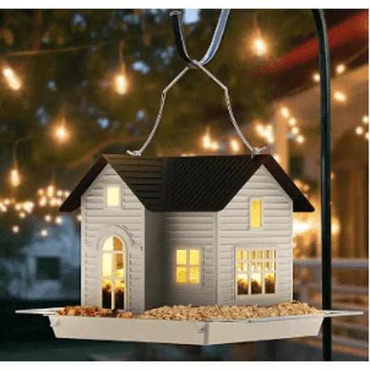 | Solar-Vogelhaus mit LED – Leuchtende Gartenlaterne & Futterstation in einem!