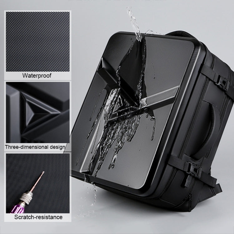 | Großraummäßiger wasserdichter erweiterbarer Hartschalen-Rucksack mit USB-Ladeanschluss (161 Schwarz)