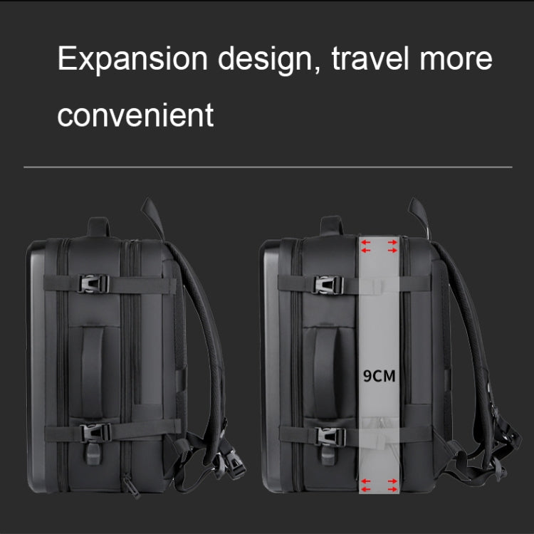 | Großraummäßiger wasserdichter erweiterbarer Hartschalen-Rucksack mit USB-Ladeanschluss (161 Schwarz)