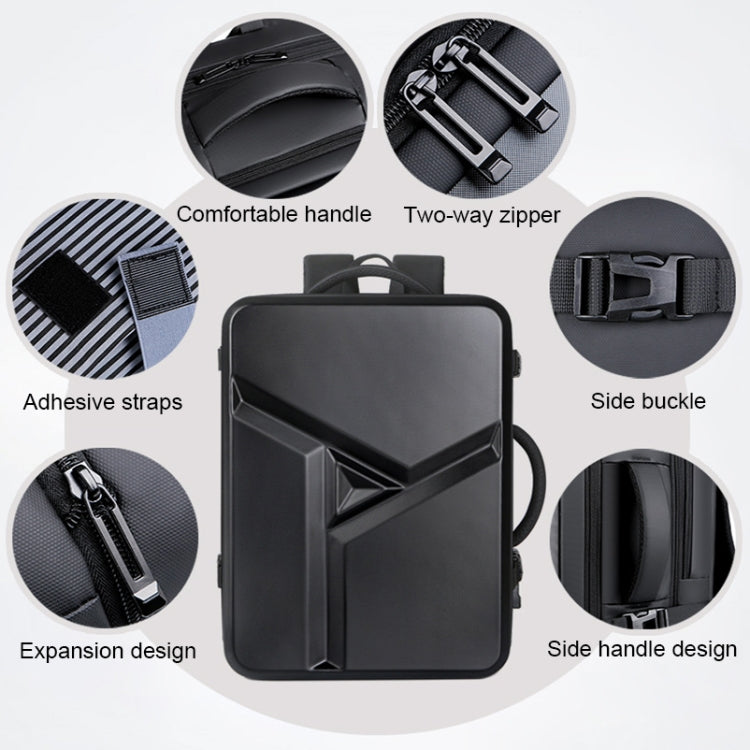 | Großraummäßiger wasserdichter erweiterbarer Hartschalen-Rucksack mit USB-Ladeanschluss (161 Schwarz)