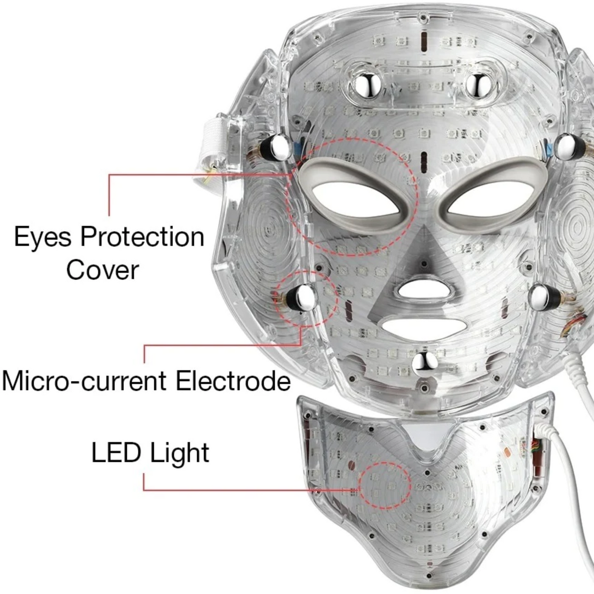 | 7 Farben LED Photon Lichttherapie Maske - Gesichts- und Halsbehandlung